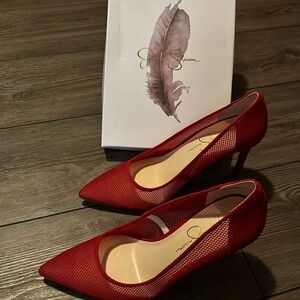Jessica Simpson Red Net Heels